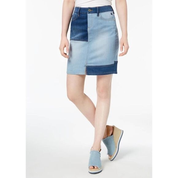 Tommy Hilfiger Patchwork Denim Mini Skirt - Picture 4 of 9